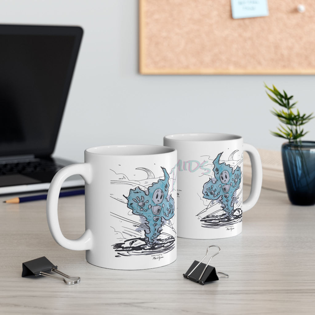 Plasmid Origin Sketch Ceramic Mug — Hand Drawn & Painted Illustration (11oz & 15oz)