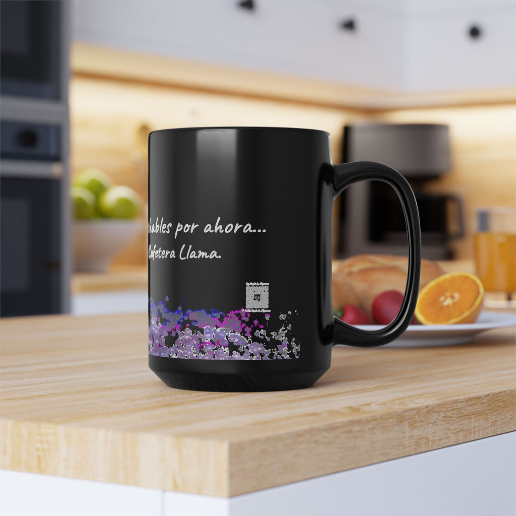 "La Cafetera Llama" Taza de Cerámica Negra
