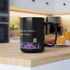 "La Cafetera Llama" Taza de Cerámica Negra