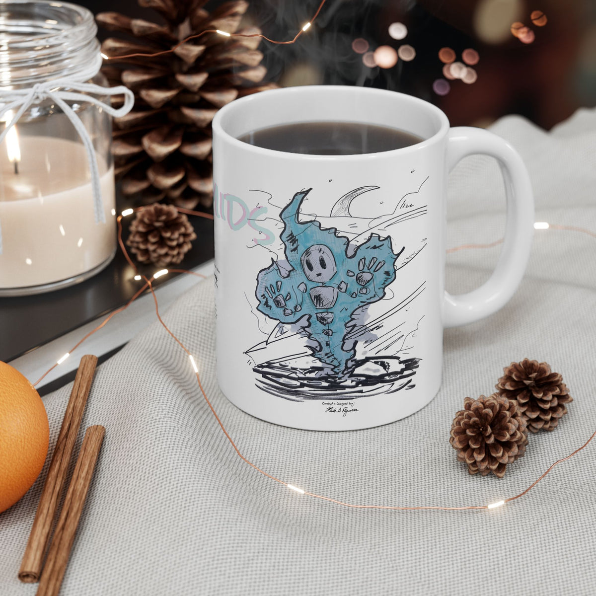 Plasmid Origin Sketch Ceramic Mug — Hand Drawn & Painted Illustration (11oz & 15oz)