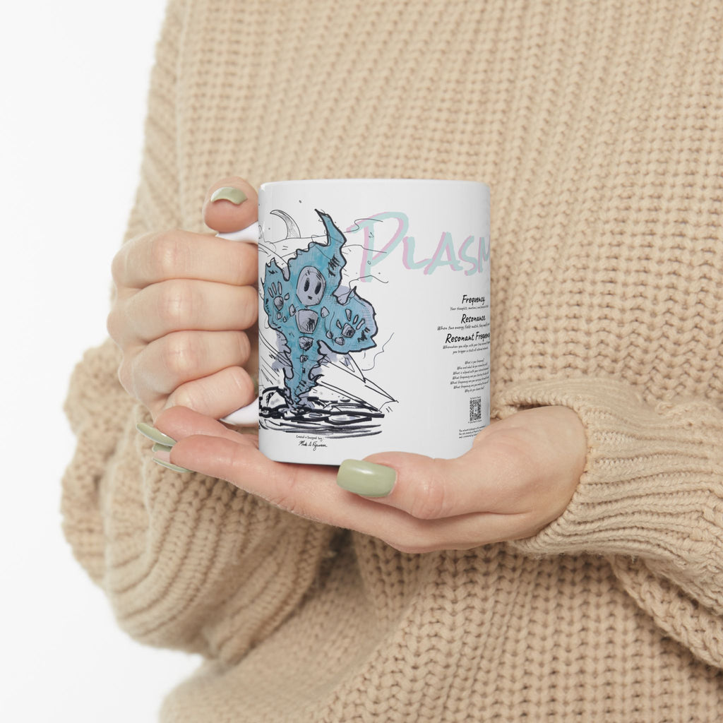 Plasmid Origin Sketch Ceramic Mug — Hand Drawn & Painted Illustration (11oz & 15oz)