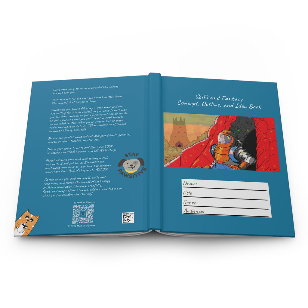 Lined SciFi and Fantasy Fiction Hardcover Concept, Outline, and Idea Journal for Writers